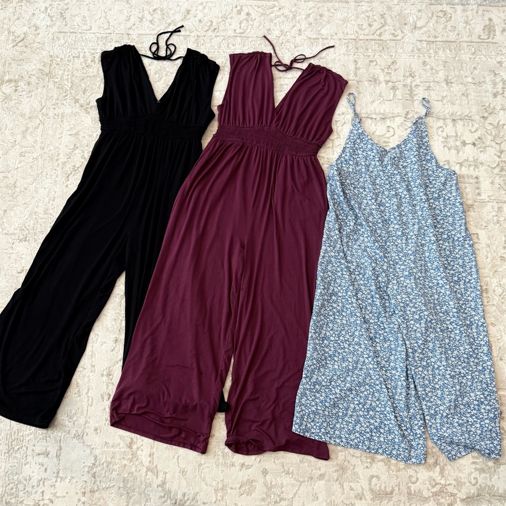 Maternity Jumpsuit Collection - Black, Burgundy, Blue Floral